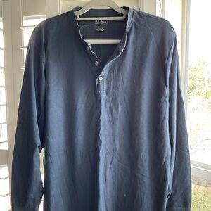 LL Bean Long Sleeve Henley Unshrinkable Tee, Traditional Fit, Size Large